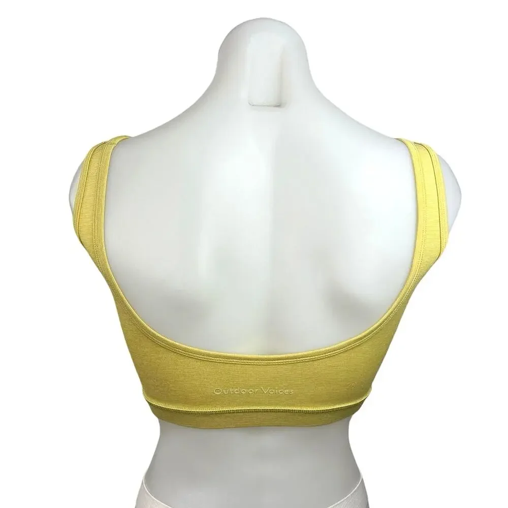 Outdoor Voices Yellow Scoop Neck Cutout Athletic Sports Bra Top Size XS